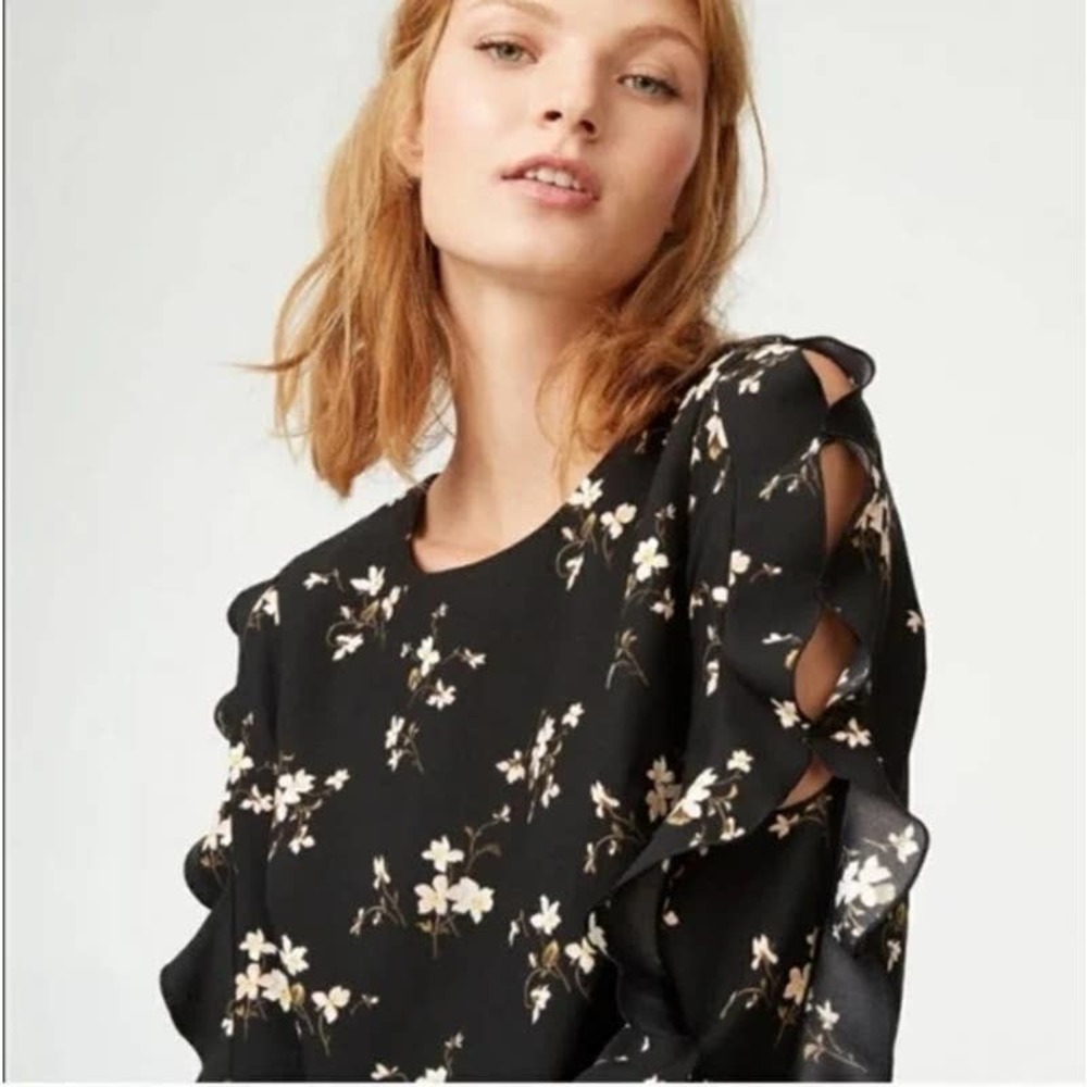 Club Monaco Clayre Floral Ruffle Sleeve Shift Dress